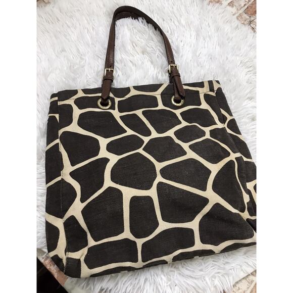 Michael Kors Tote Bag Brown Giraffe Print Canvas Shopper Shoulder Bag Pre-owned - Picture 11 of 11